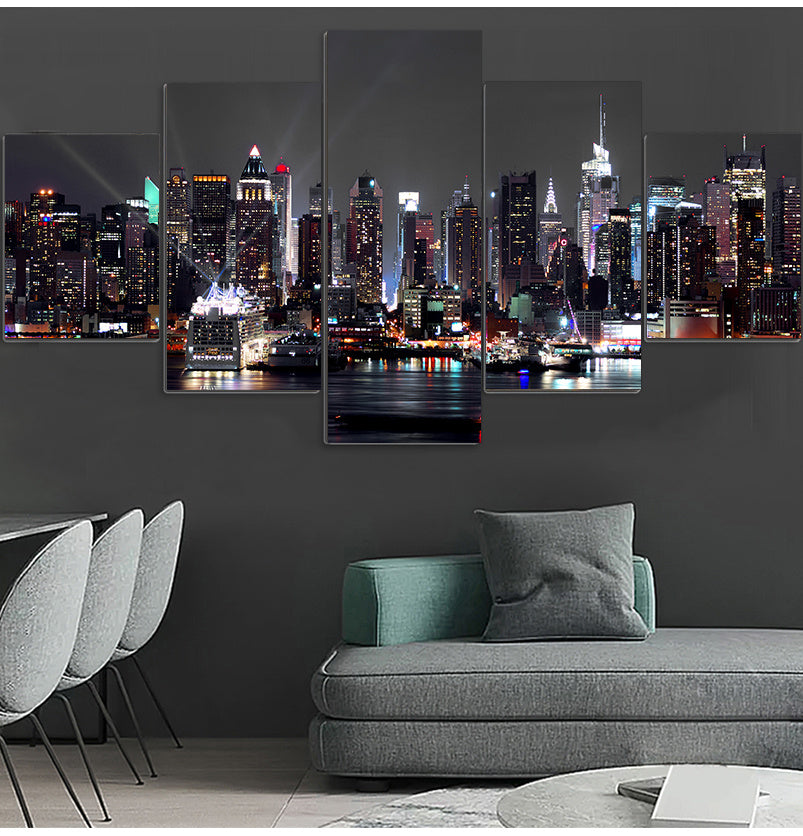 Wall Painting Canvas New York City Architecture Landscape Print Night View Poster