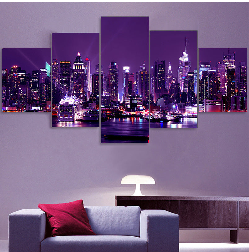 Wall Painting Canvas New York City Architecture Landscape Print Night View Poster