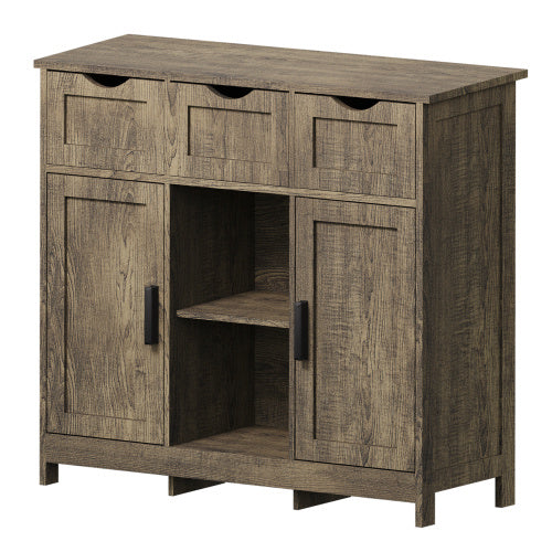 Wooden Floor Cabinet, with Drawers and Shelves, Accent Cabinet