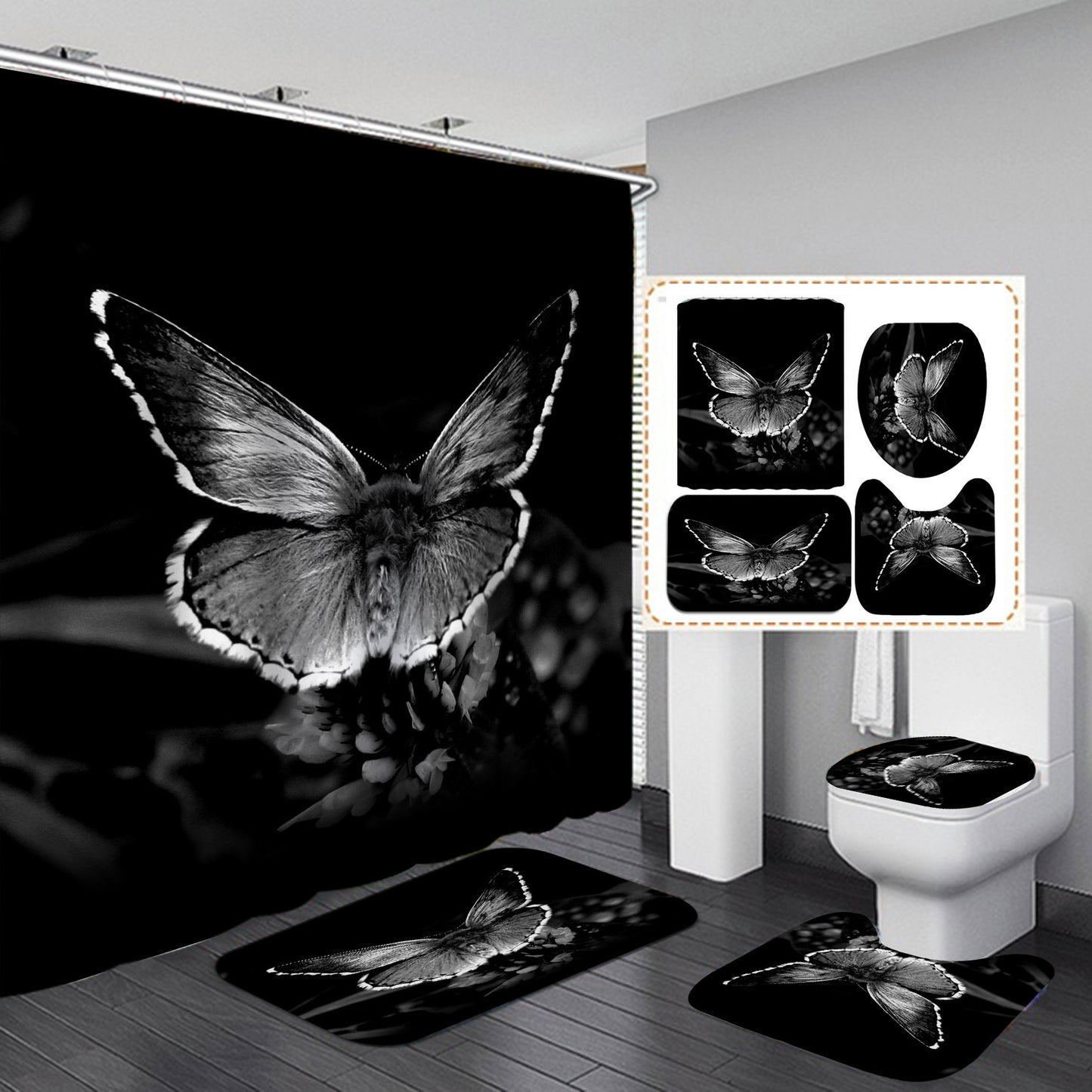 Beautiful Butterfly Fabric Shower Curtain