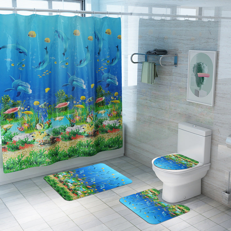 Non-Slip Waterproof Shower Curtain Bathroom Set