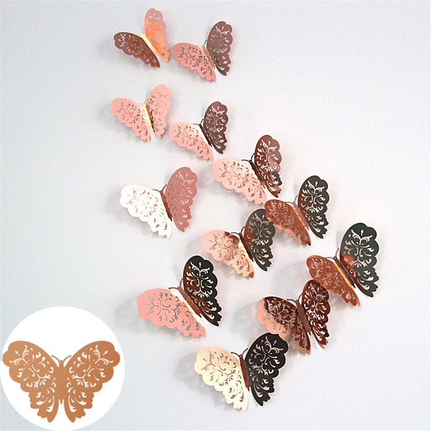 3D Hollow Butterflies Mirror Wall Stickers for Kids Rooms Bedroom Living Room Fridge Decorative Wallpaper