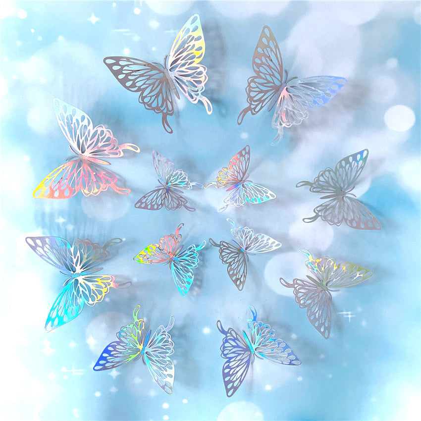 3D Hollow Butterflies Mirror Wall Stickers for Kids Rooms Bedroom Living Room Fridge Decorative Wallpaper