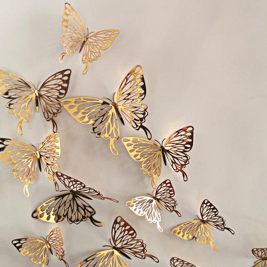 3D Hollow Butterflies Mirror Wall Stickers for Kids Rooms Bedroom Living Room Fridge Decorative Wallpaper