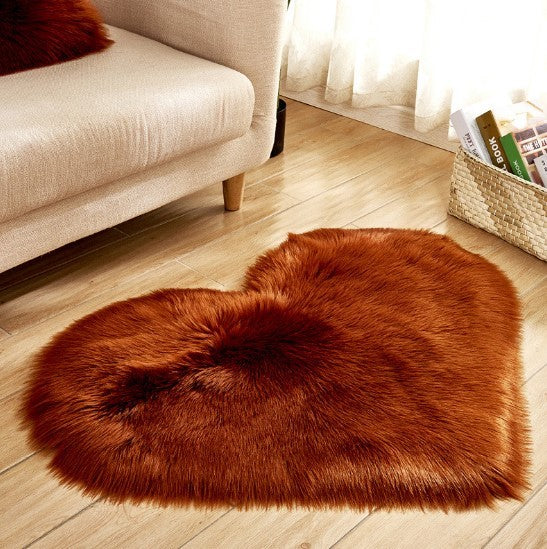 Plush Heart Shaped Carpet Non-Slip Fluffy Rug