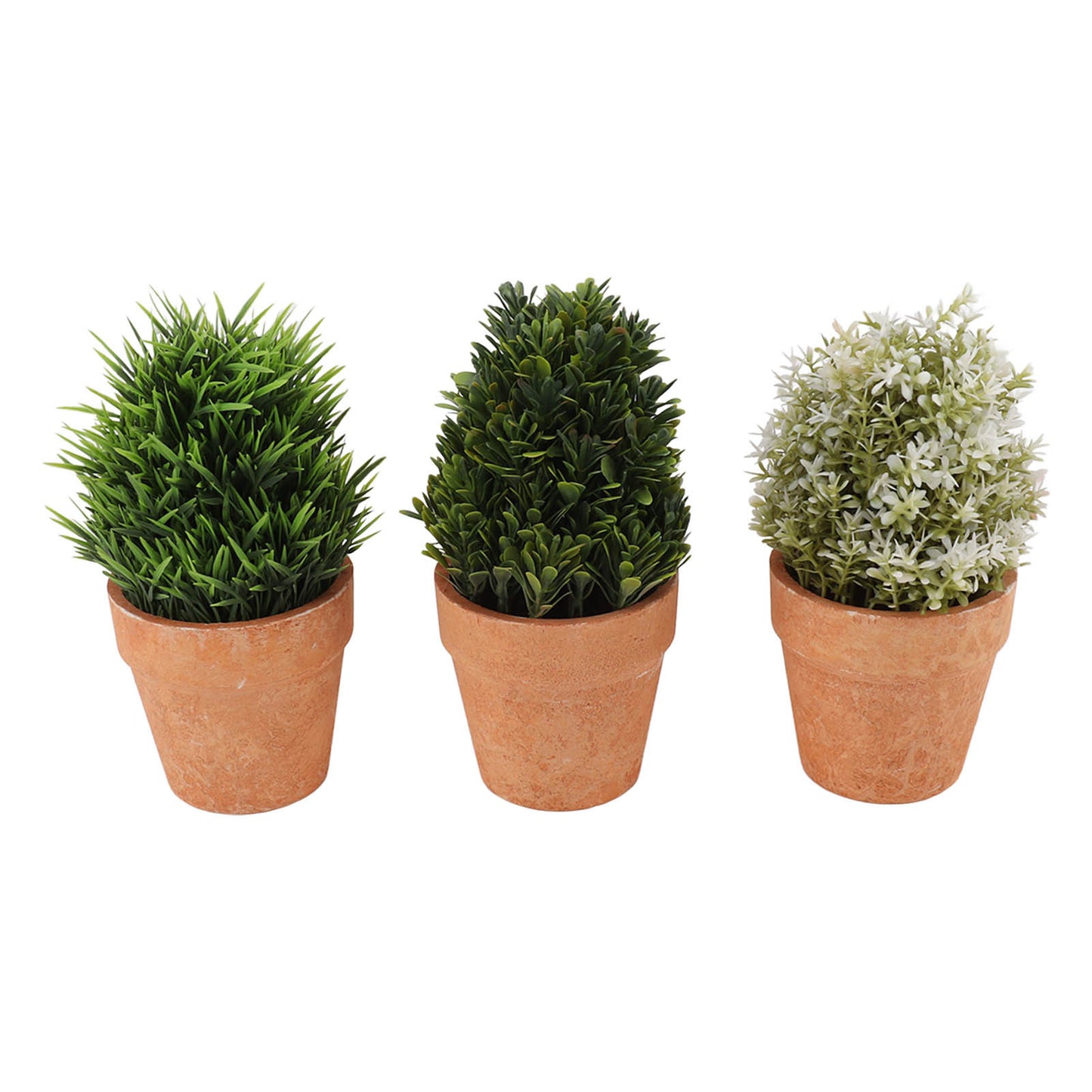 3PCS Artificial Potted Plants Set Plastic Indoor Small Fake Greenery