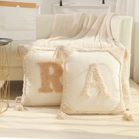 Cotton Canvas Tufted Tassel Throw Pillowcase