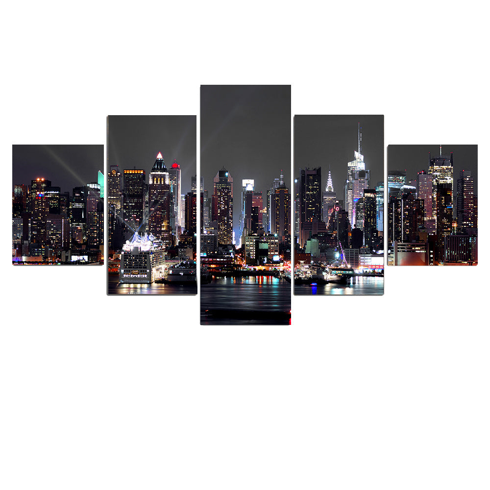 Wall Painting Canvas New York City Architecture Landscape Print Night View Poster