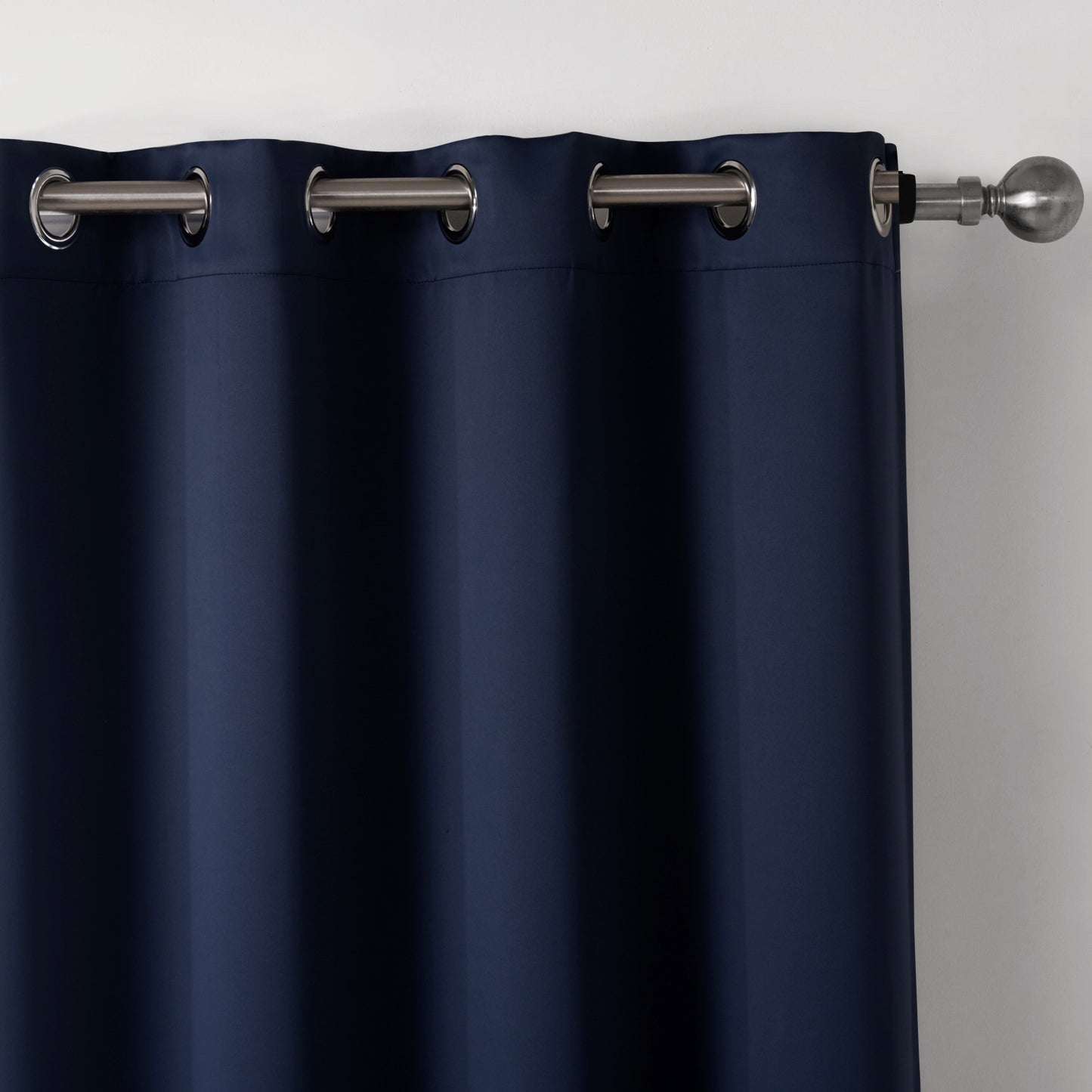 Dark Blue Bedroom Blackout Fabric Curtains