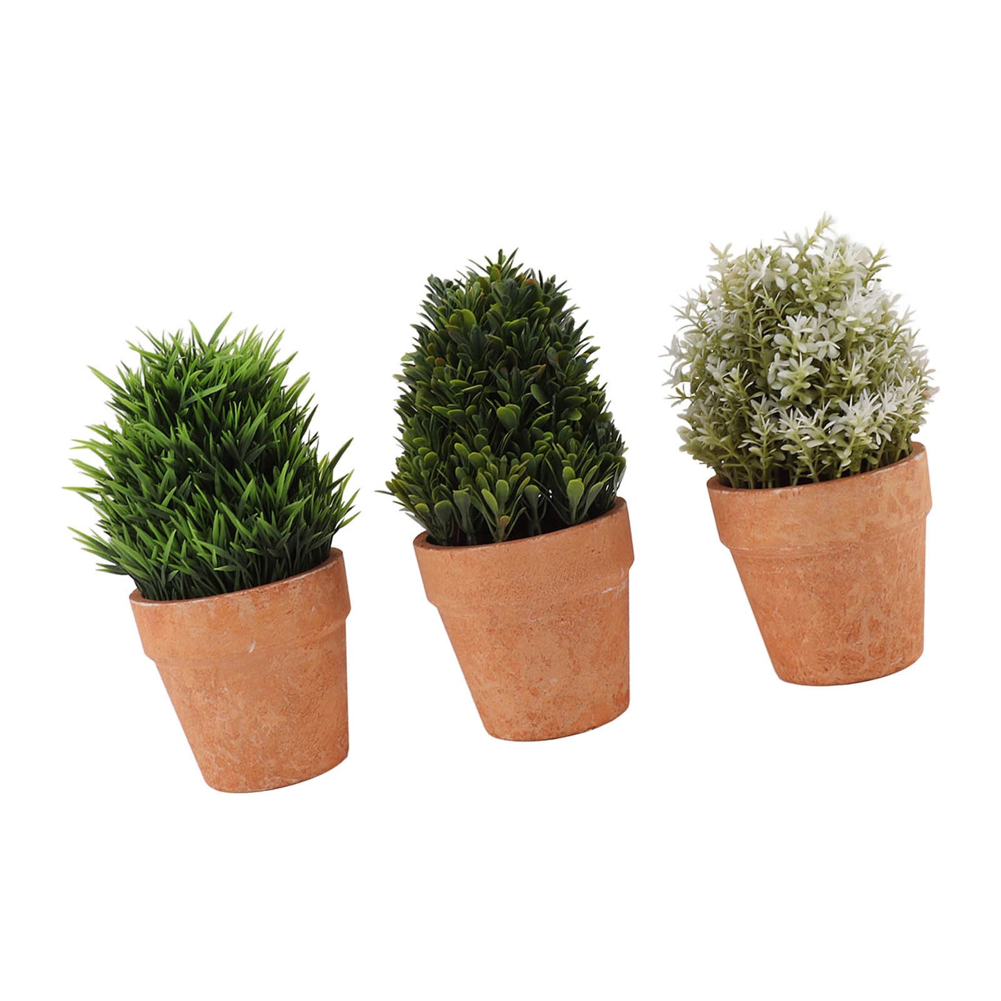 3PCS Artificial Potted Plants Set Plastic Indoor Small Fake Greenery