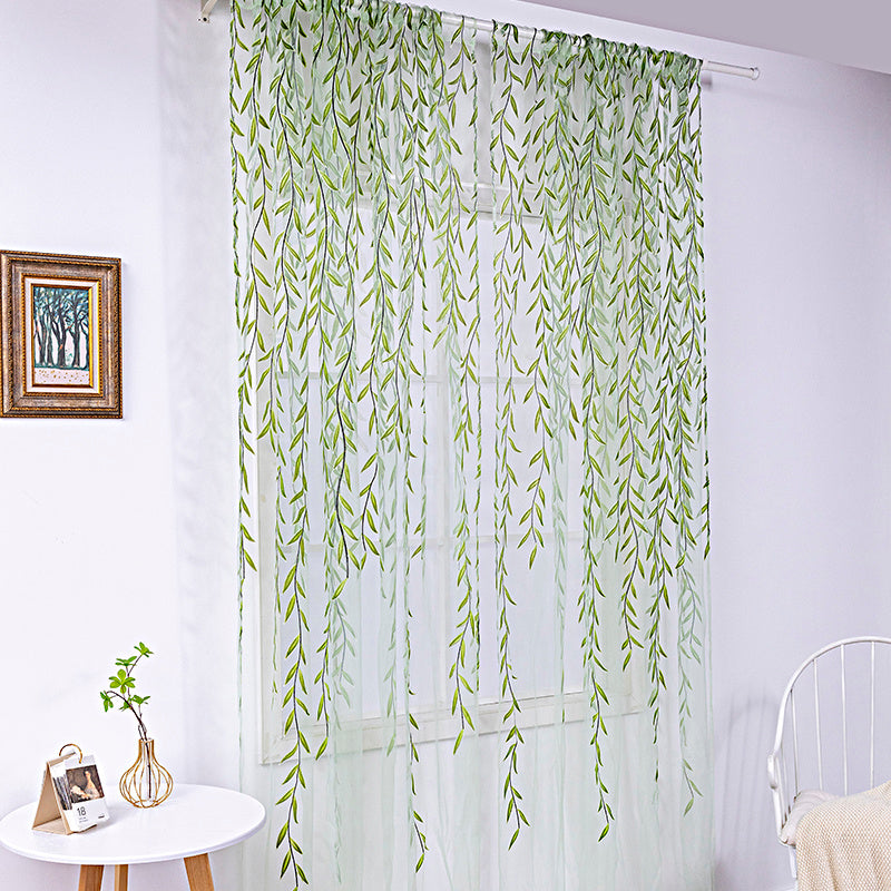 Inverted Willow Wicker Offset Living Room Balcony Window Curtain