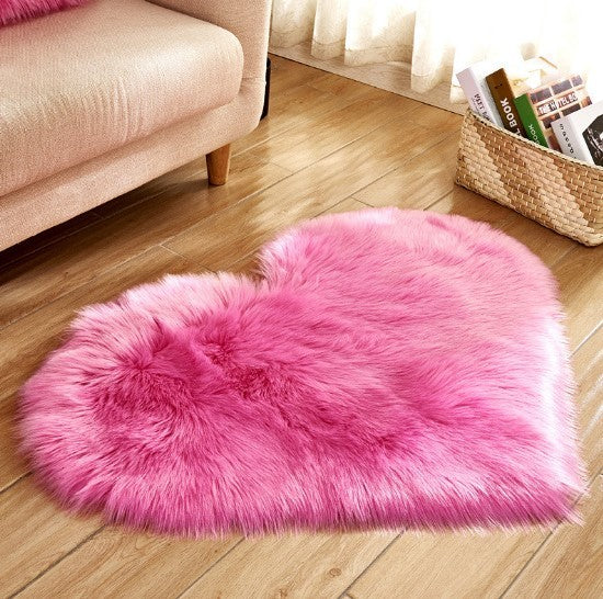 Plush Heart Shaped Carpet Non-Slip Fluffy Rug