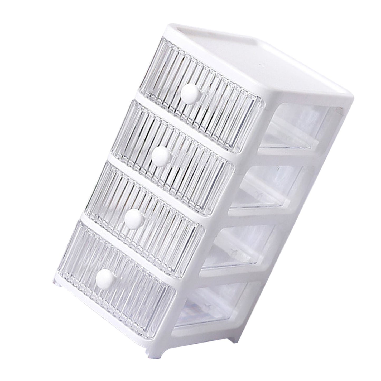 Desktop Storage Box with Drawers Multi Layers Transparent Multifunctional Stackable Organizer