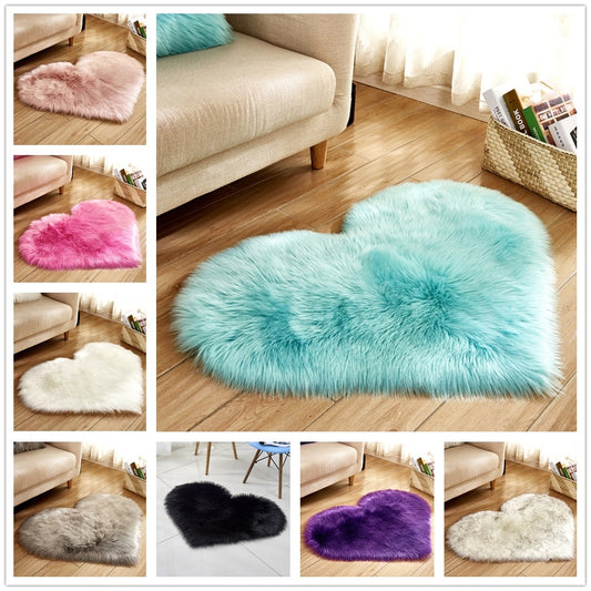 Plush Heart Shaped Carpet Non-Slip Fluffy Rug