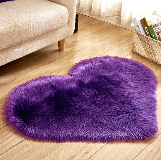 Plush Heart Shaped Carpet Non-Slip Fluffy Rug