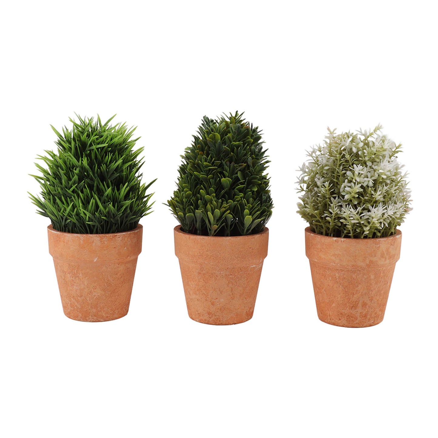 3PCS Artificial Potted Plants Set Plastic Indoor Small Fake Greenery