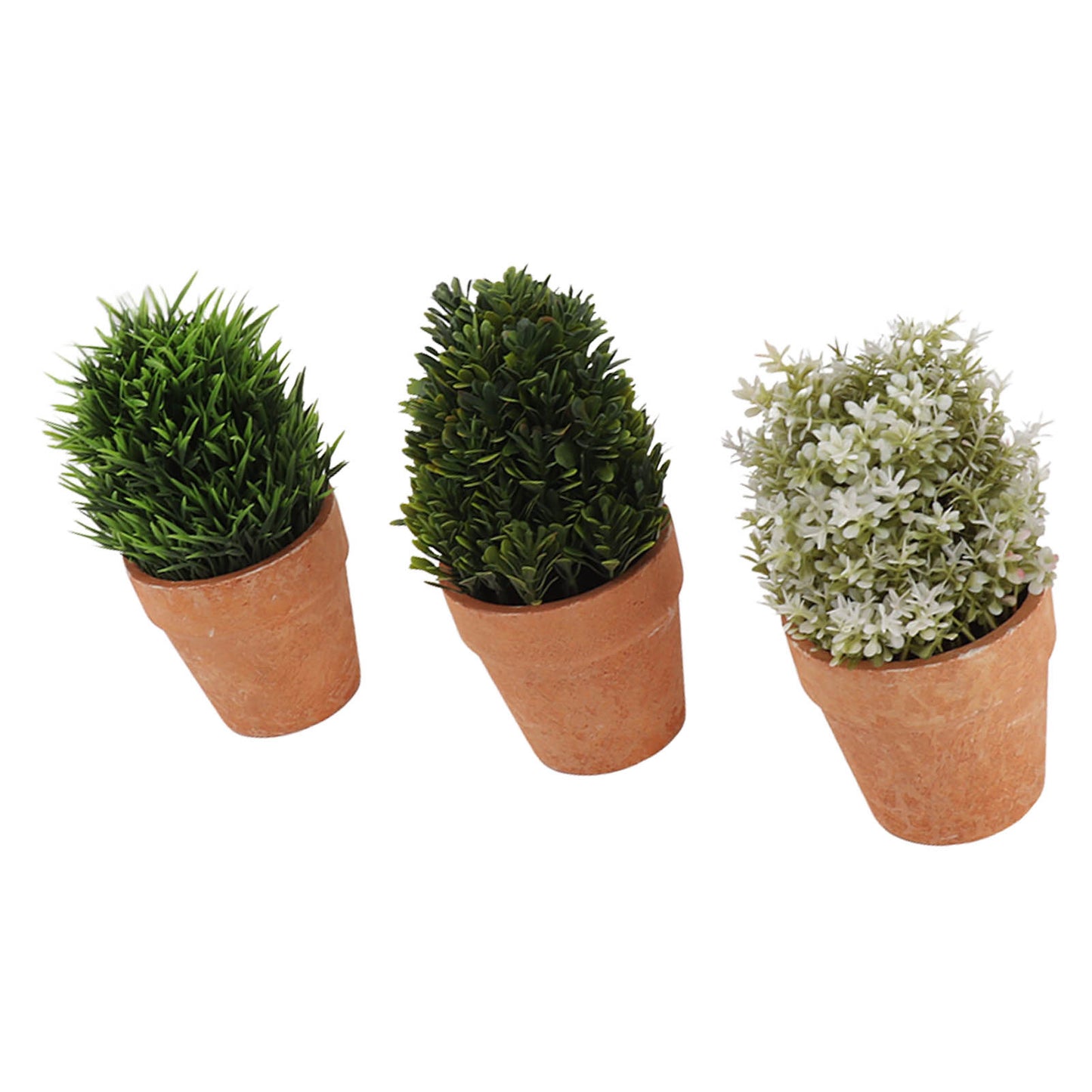 3PCS Artificial Potted Plants Set Plastic Indoor Small Fake Greenery