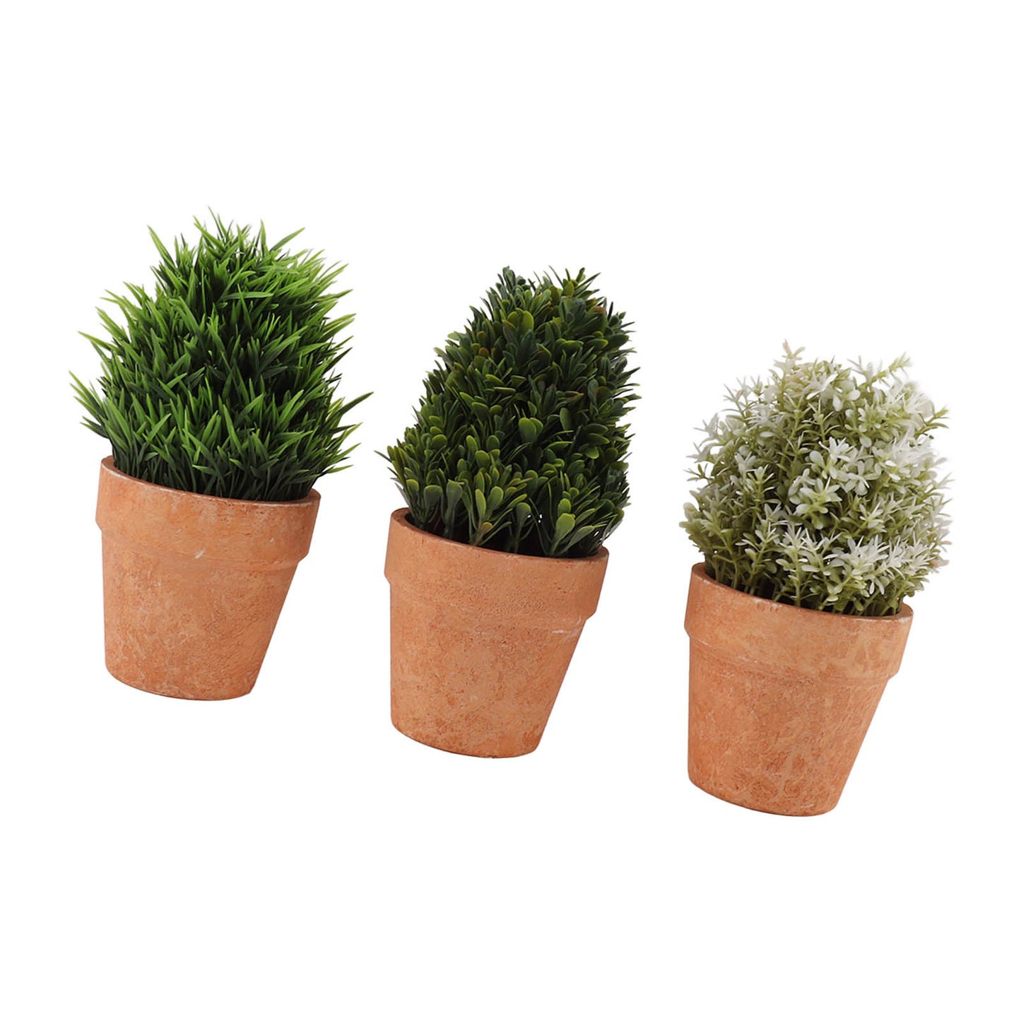 3PCS Artificial Potted Plants Set Plastic Indoor Small Fake Greenery