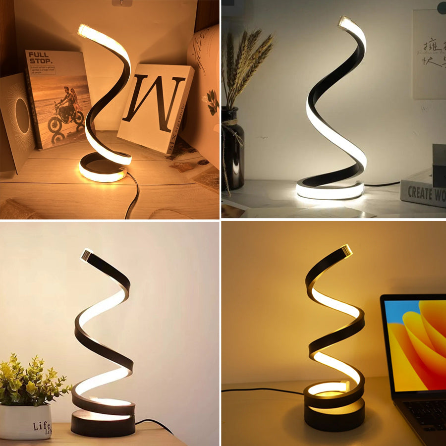 USB Plug In Creative Spiral LED Night Light Dimmable 3 Colors Adjustable