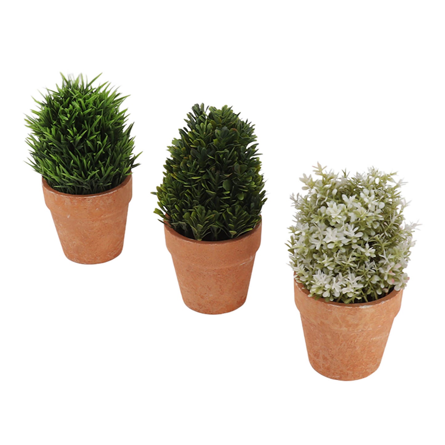 3PCS Artificial Potted Plants Set Plastic Indoor Small Fake Greenery