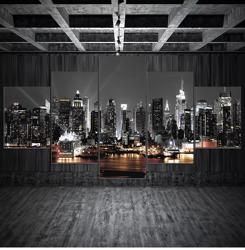 Wall Painting Canvas New York City Architecture Landscape Print Night View Poster