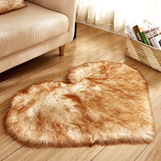 Plush Heart Shaped Carpet Non-Slip Fluffy Rug