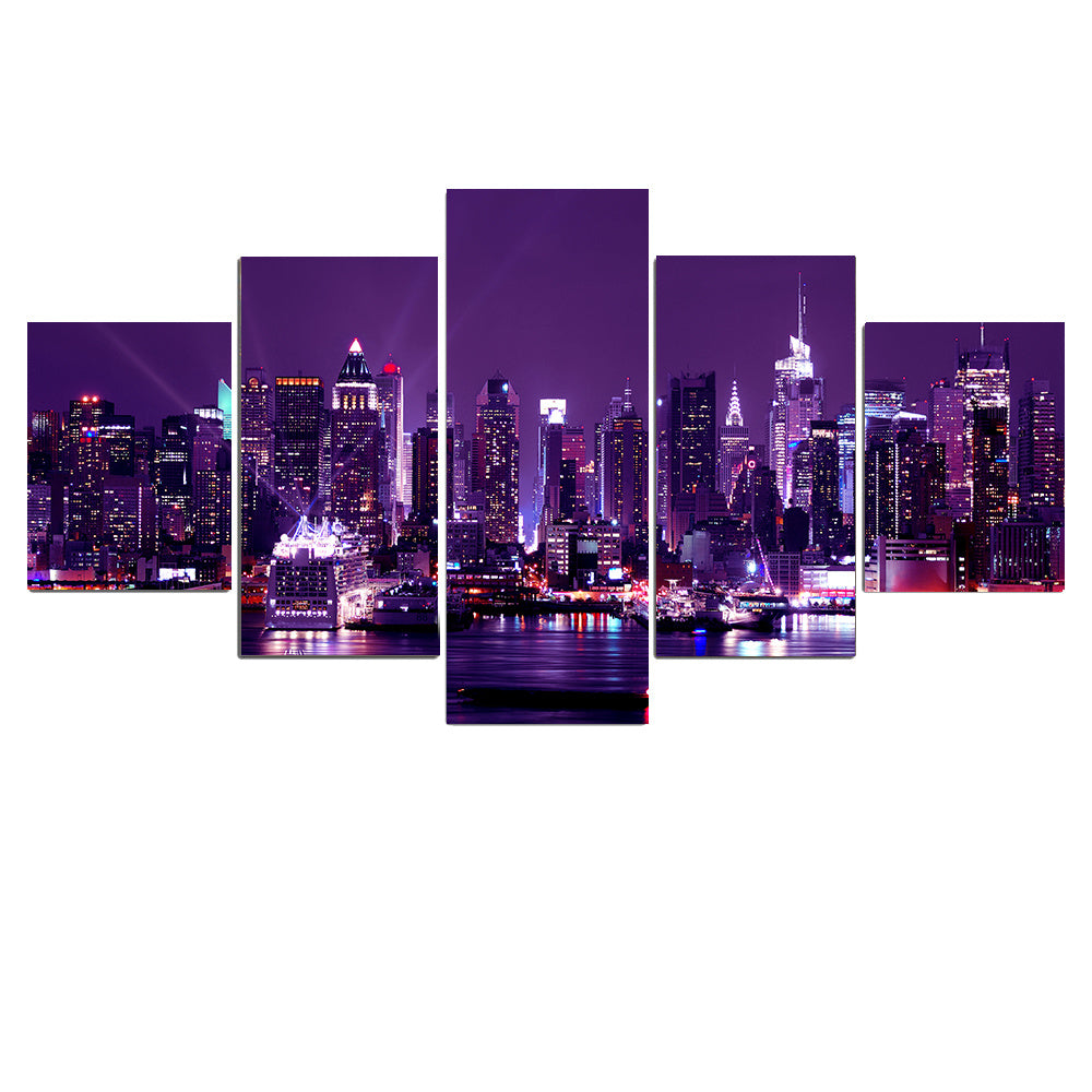 Wall Painting Canvas New York City Architecture Landscape Print Night View Poster