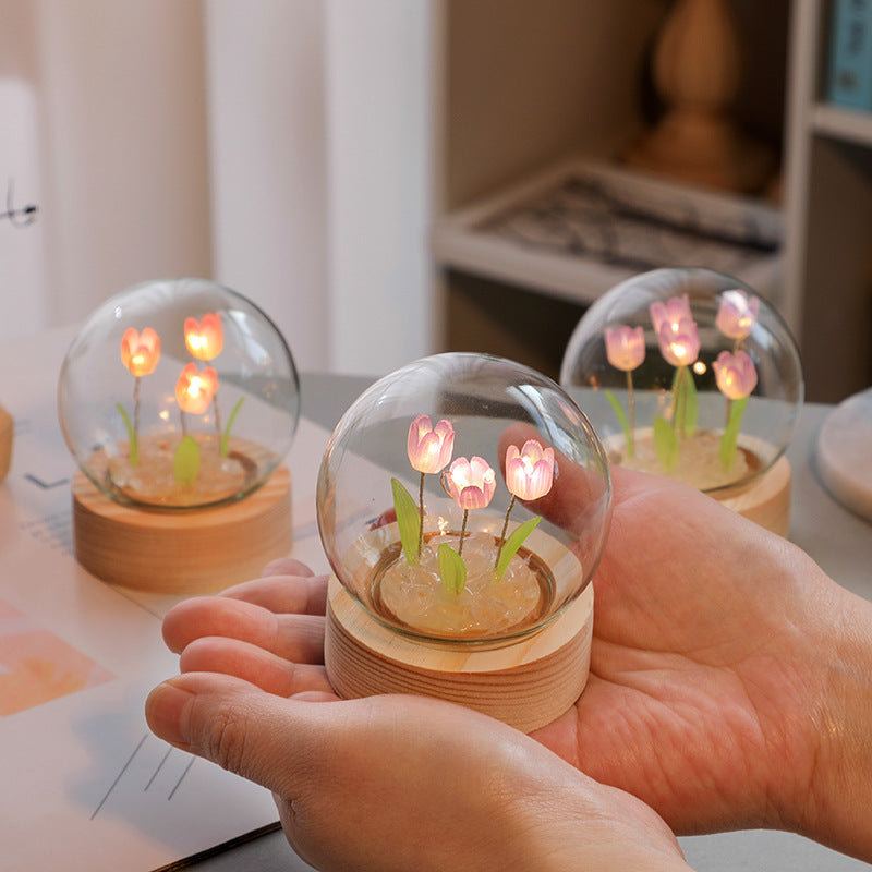 Artificial Tulip Flower Night Light Bedside Lamp LED