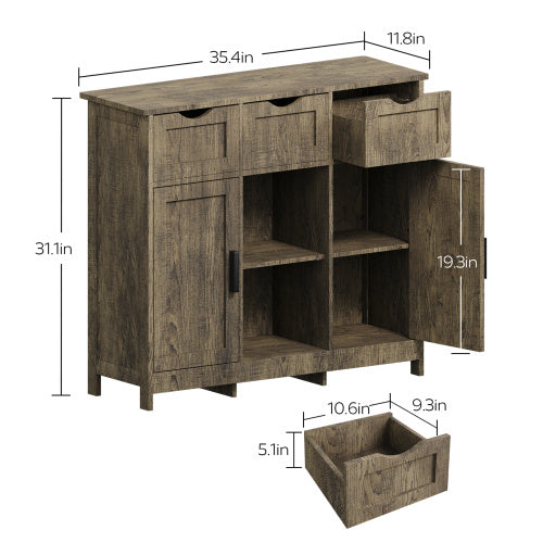 Wooden Floor Cabinet, with Drawers and Shelves, Accent Cabinet