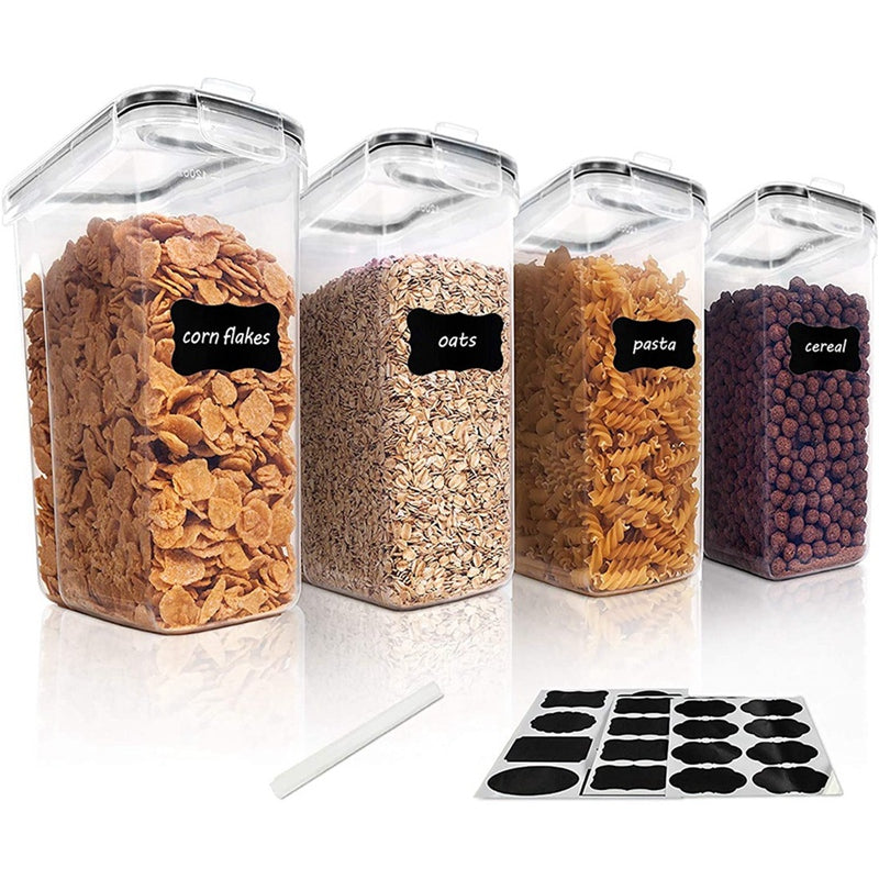 4Pcs Cereal Storage Container Set, PP Airtight Food Storage Containers 2.5L