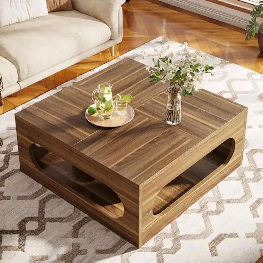 43-Inch Square Coffee Table with LED Lights