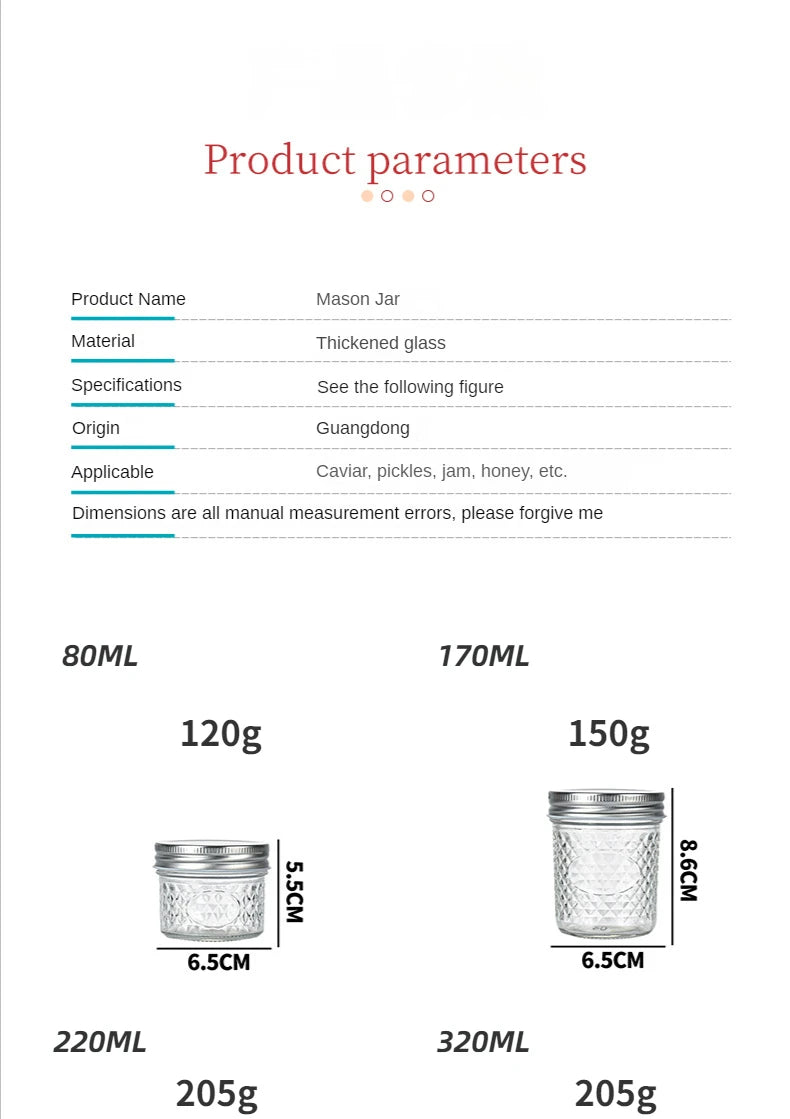 Mason Jar with Lid High Temperature Resistant Easy to Clean