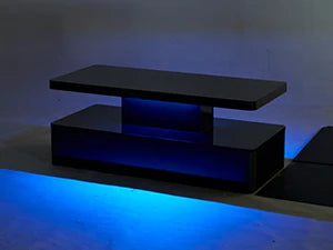 Modern Stylish Coffee Table with 16 Colors LED Lights, Double-Layer Design