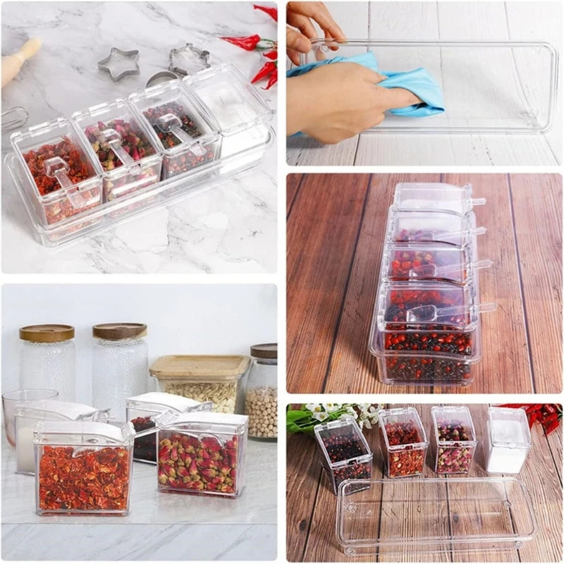 Seasoning Container Clear Condiment Storage Box for Storing Spices