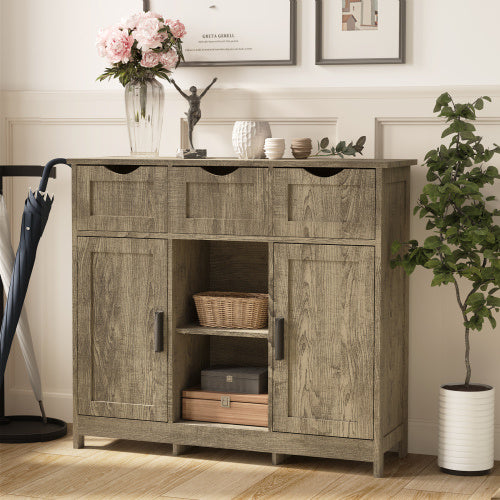 Wooden Floor Cabinet, with Drawers and Shelves, Accent Cabinet