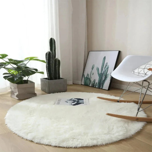 Super Soft Plush Round Rug Fluffy Carpets Thick Pile Rug