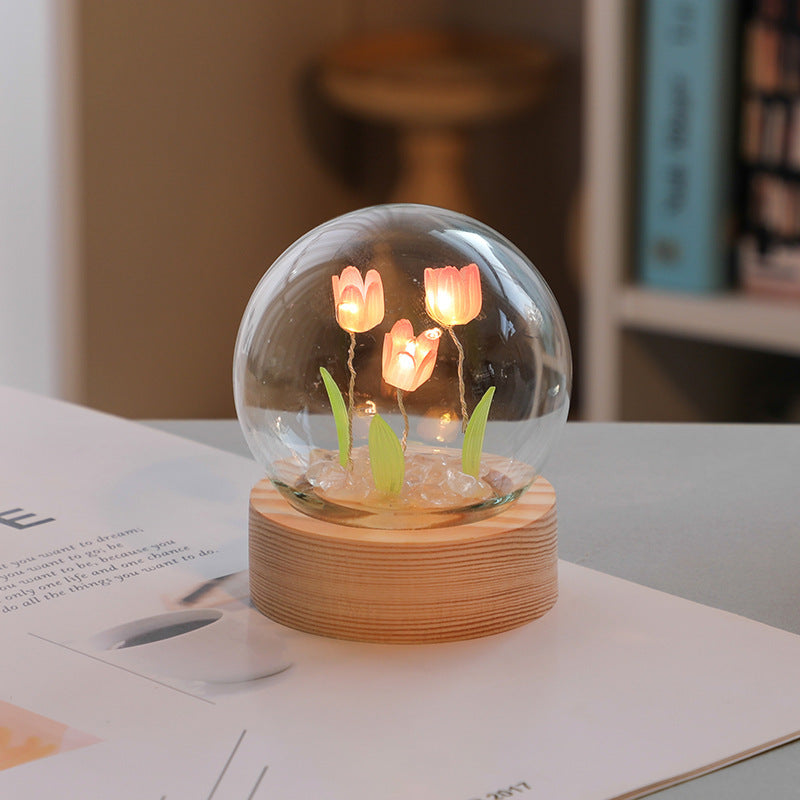 Artificial Tulip Flower Night Light Bedside Lamp LED