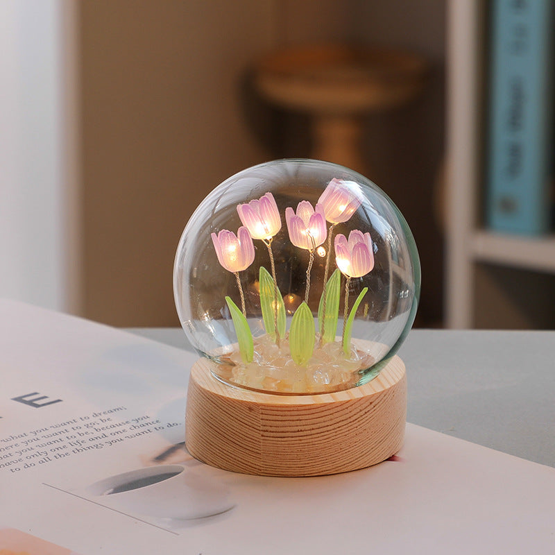 Artificial Tulip Flower Night Light Bedside Lamp LED