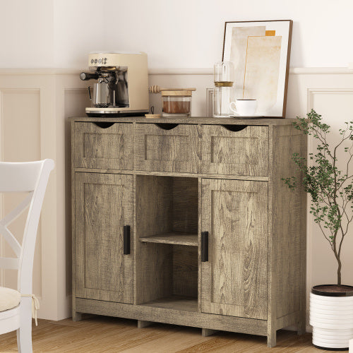 Wooden Floor Cabinet, with Drawers and Shelves, Accent Cabinet