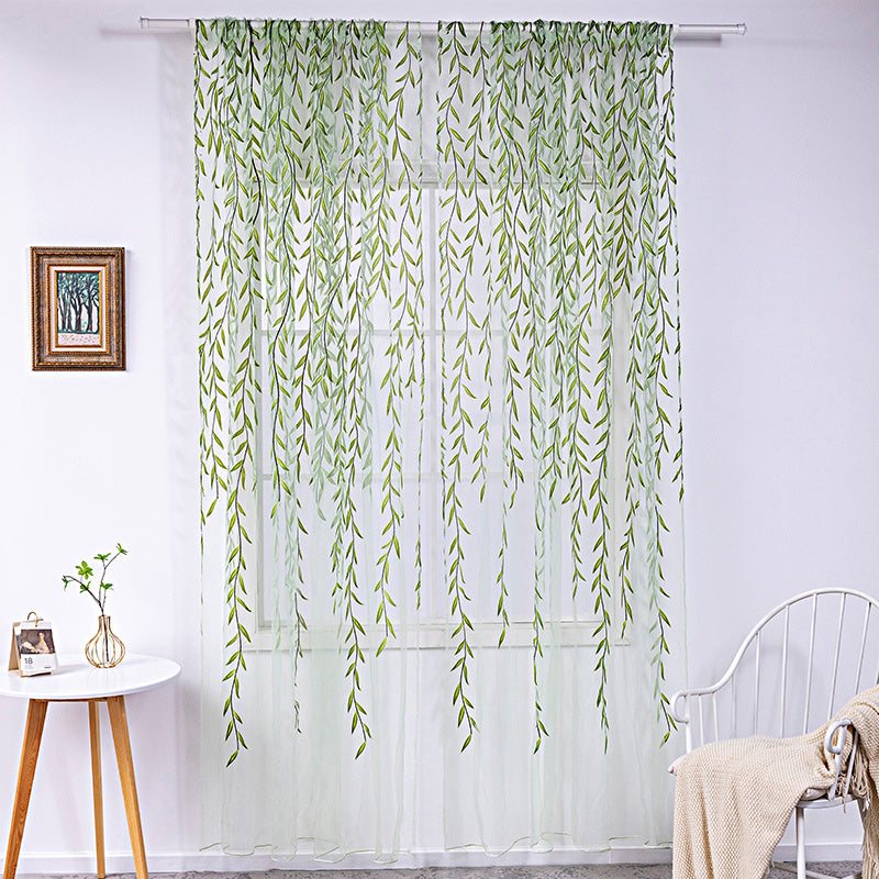 Inverted Willow Wicker Offset Living Room Balcony Window Curtain