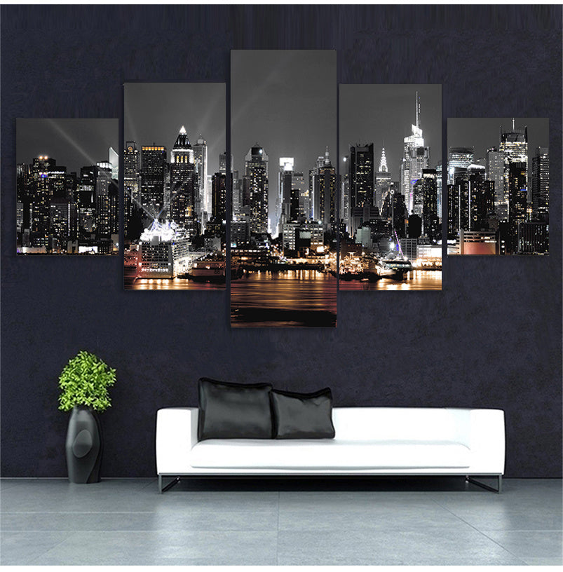 Wall Painting Canvas New York City Architecture Landscape Print Night View Poster