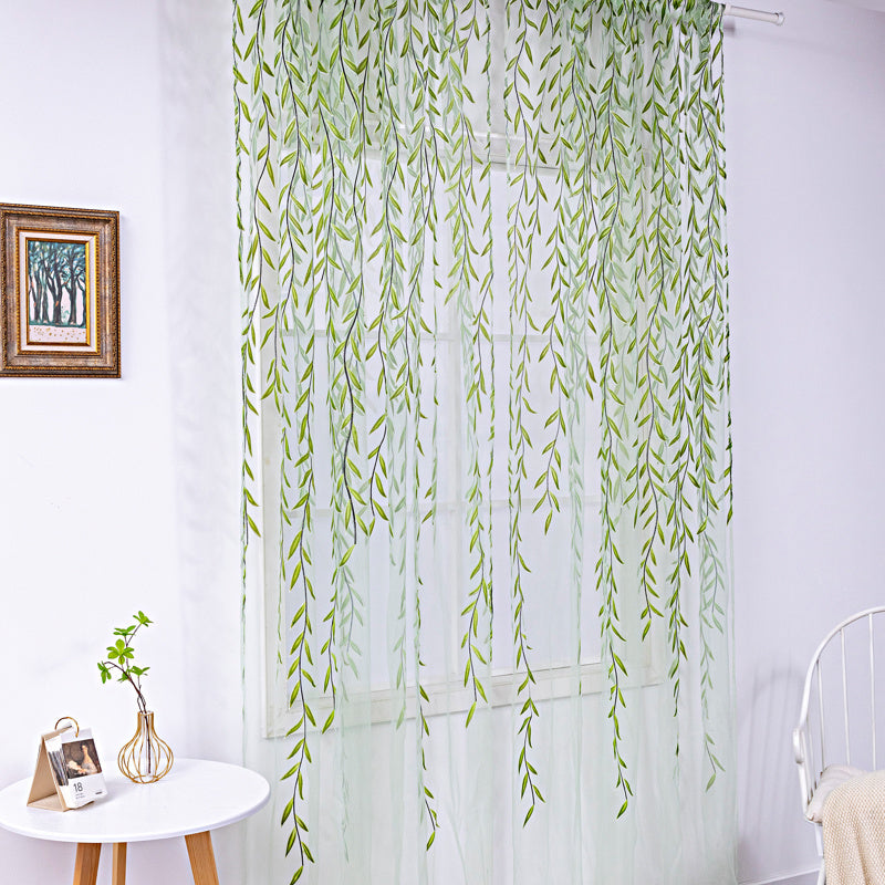 Inverted Willow Wicker Offset Living Room Balcony Window Curtain