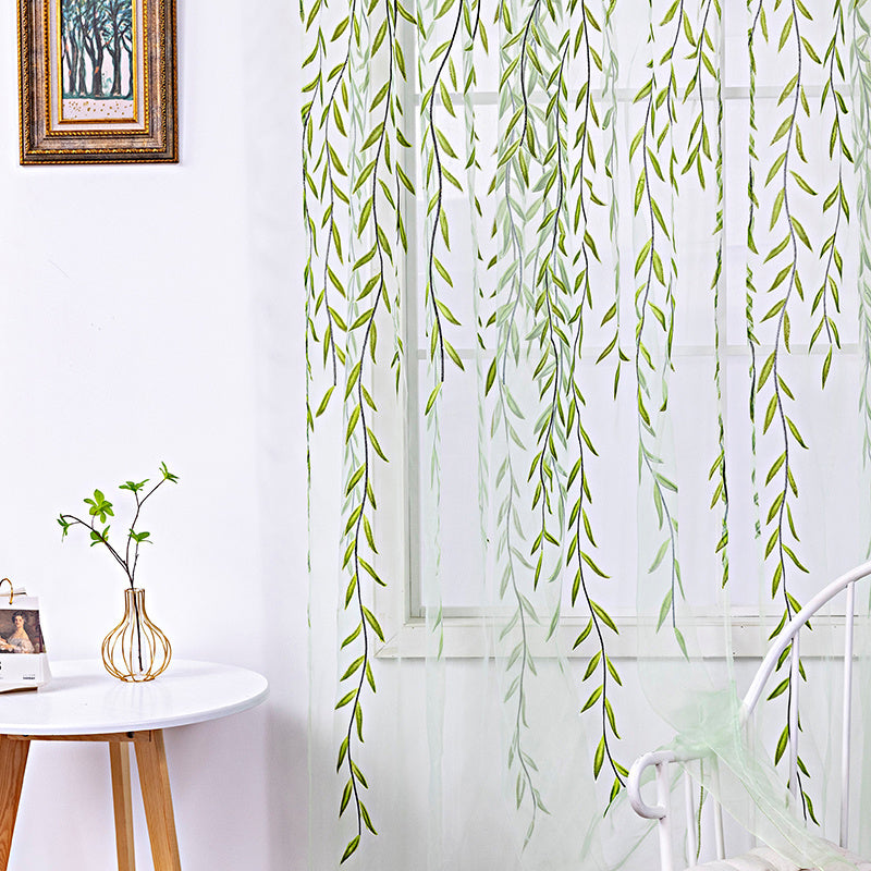 Inverted Willow Wicker Offset Living Room Balcony Window Curtain