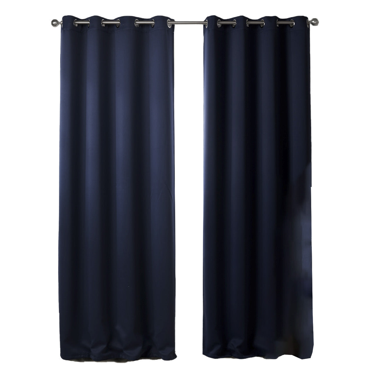 Dark Blue Bedroom Blackout Fabric Curtains