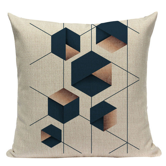 Design Geometric Throw Pillow Linen Modern