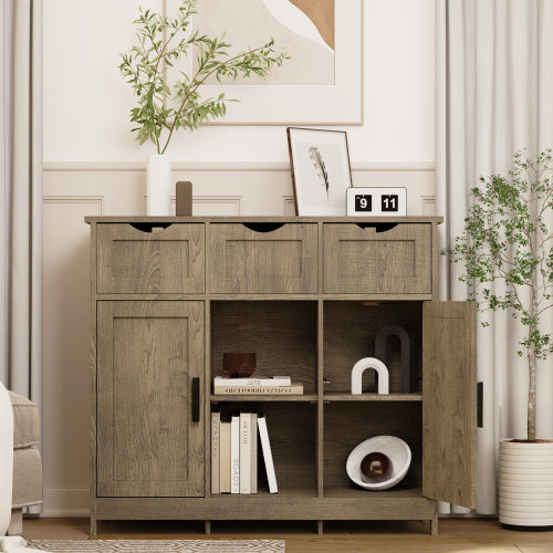 Wooden Floor Cabinet, with Drawers and Shelves, Accent Cabinet