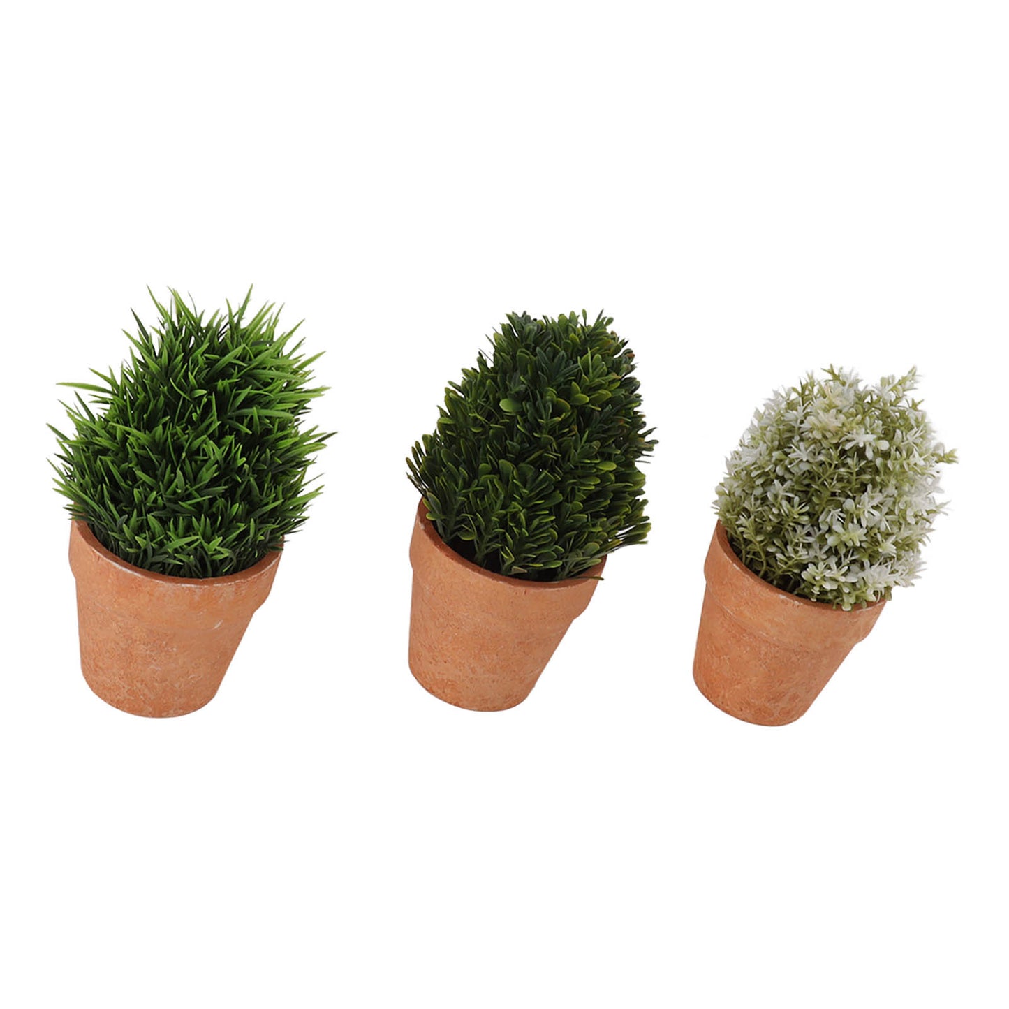 3PCS Artificial Potted Plants Set Plastic Indoor Small Fake Greenery