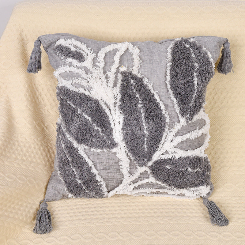 Throw Pillow Leaf Living Room Sofa Bed Cushion Tufted Throw Pillowcase