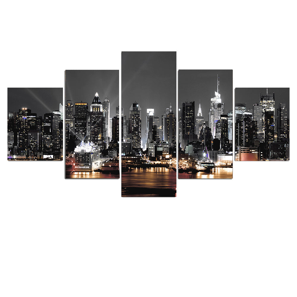 Wall Painting Canvas New York City Architecture Landscape Print Night View Poster