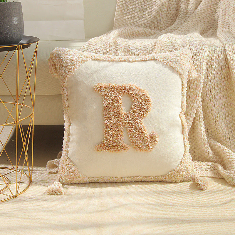 Cotton Canvas Tufted Tassel Throw Pillowcase